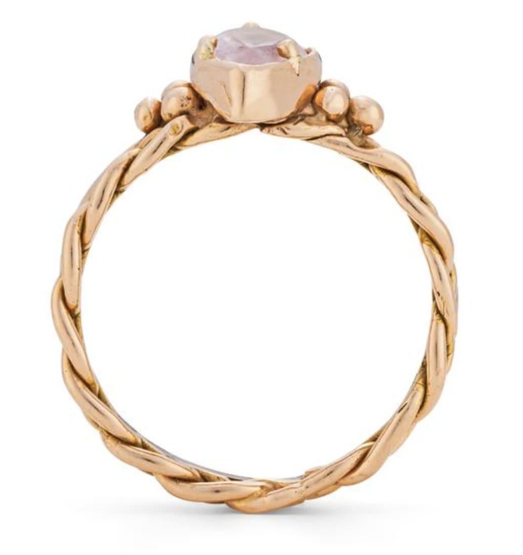Artisan Chiron Ring, 18 Karat Rose Gold with Morganite For Sale