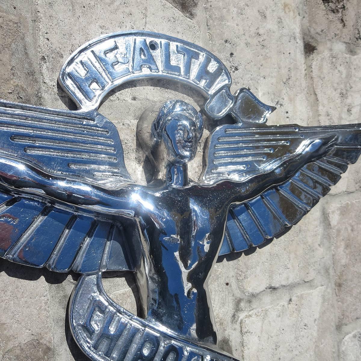 American Chiropractic Caduceus Plaque in Polished Aluminum For Sale