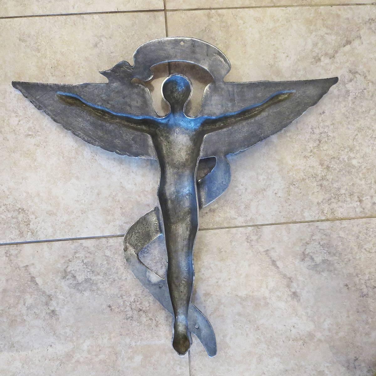 Mid-20th Century Chiropractic Caduceus Plaque in Polished Aluminum For Sale
