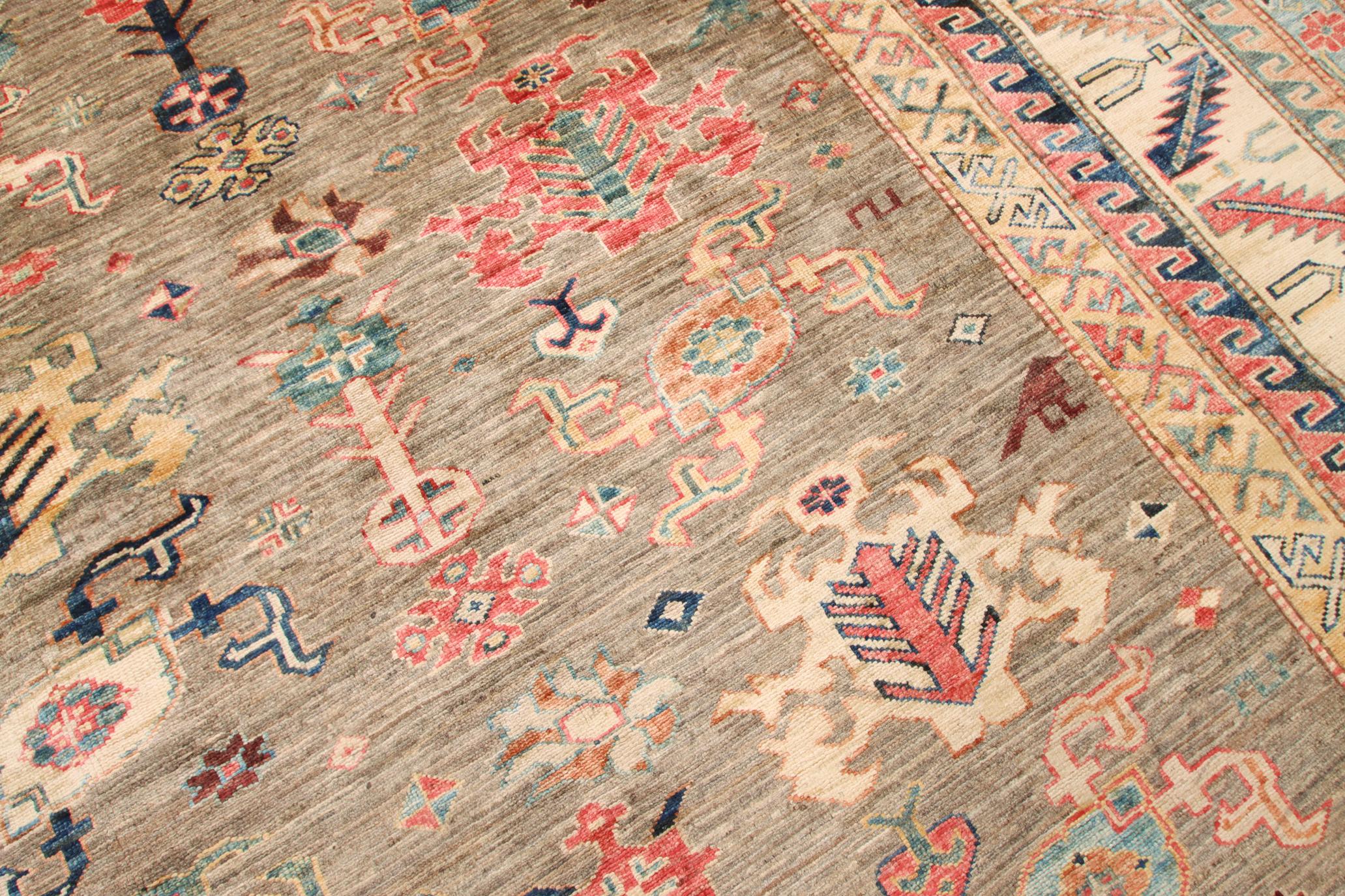 Nice new made Afghan carpet in the style of Chirwan with hand spun wool and natural dyes by Turkman Afghans.