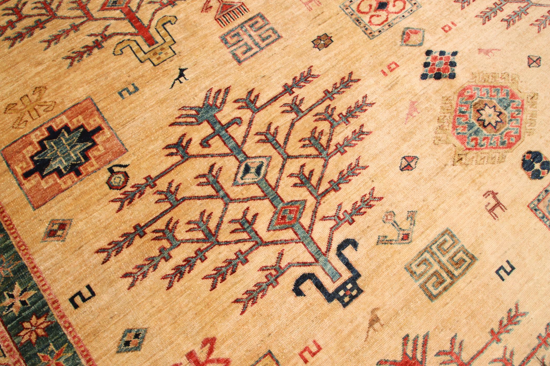 Nice fine hand knotted Afghan carpet in Chirwan style with hand spun wool and natural dyes by Turkman Afghans.