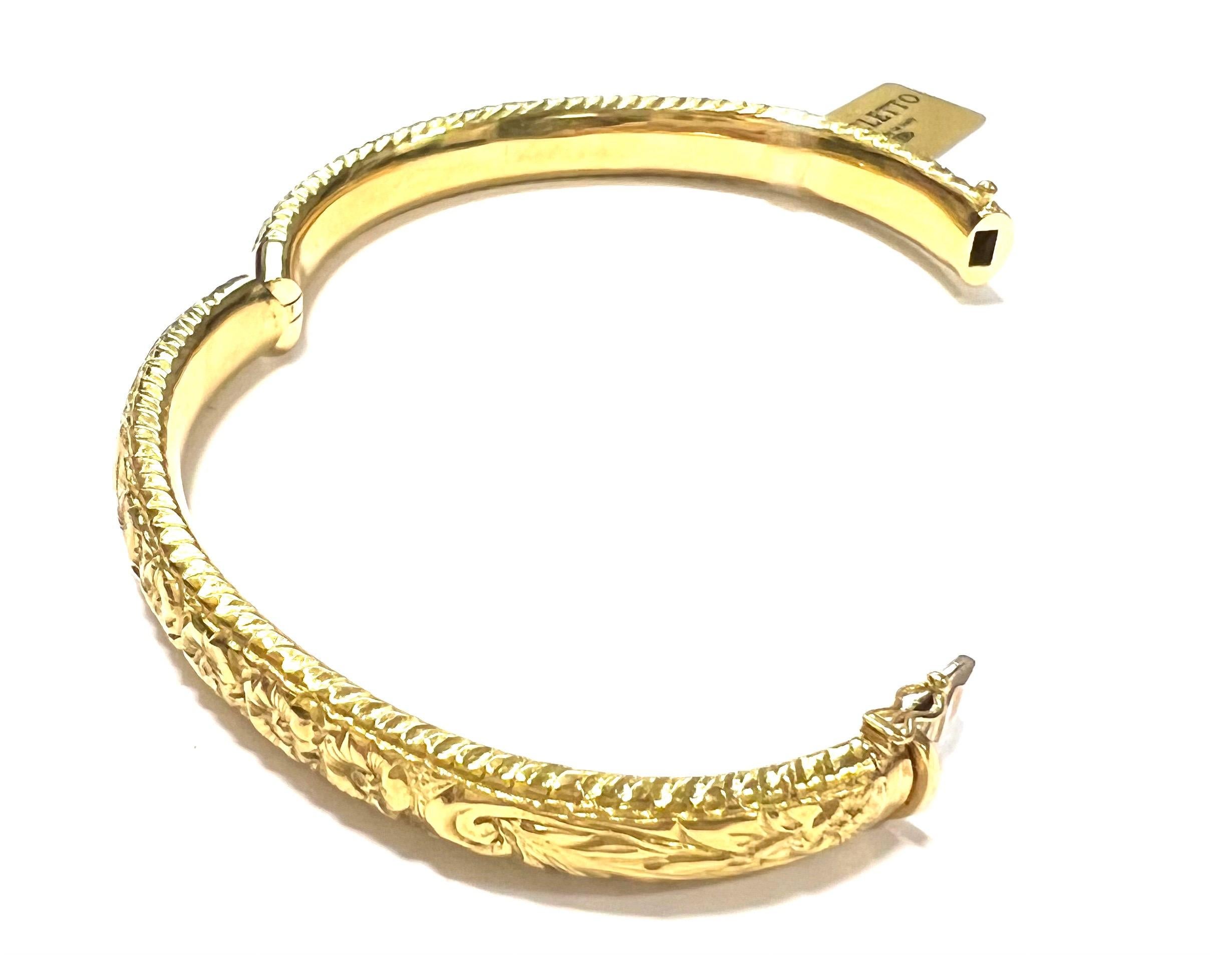 Women's or Men's Chiseled Bracelet Yellow Gold 18 Karat For Sale