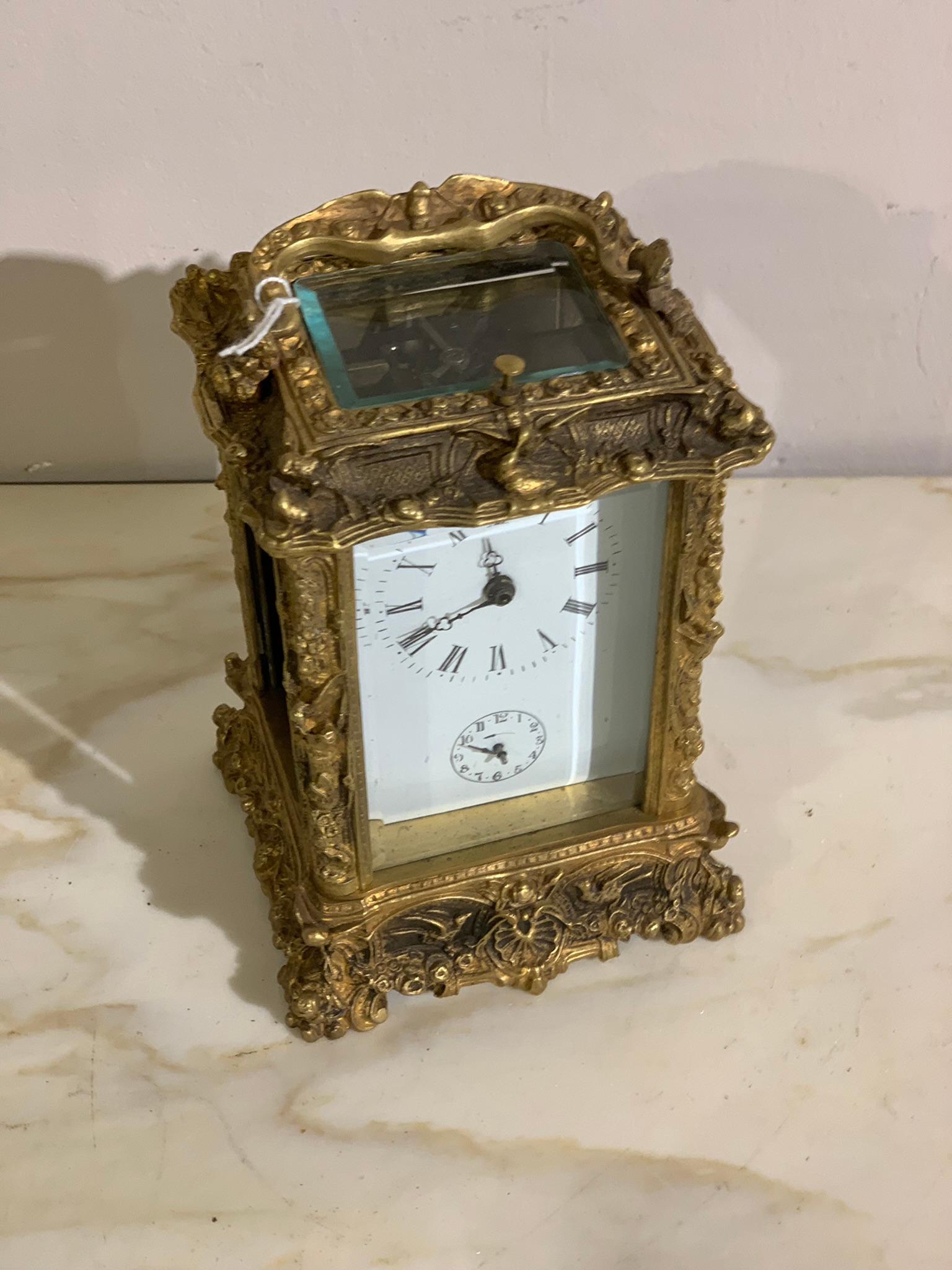 French Chiseled Bronze 'Ufficialina' Clock, Napoleon III For Sale