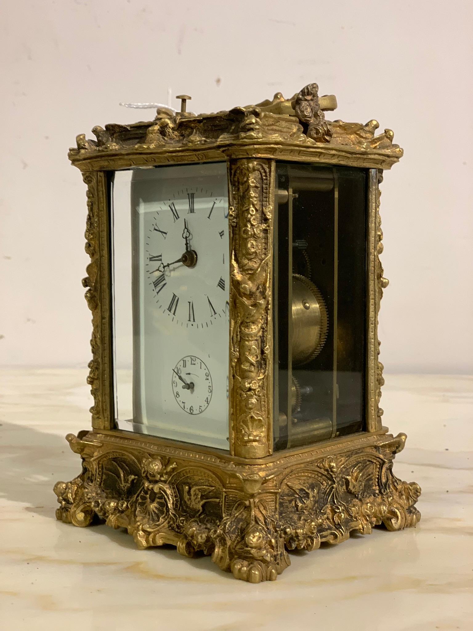 Gilt Chiseled Bronze 'Ufficialina' Clock, Napoleon III For Sale