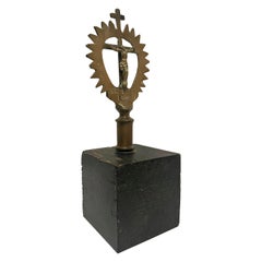 Chiseled Bronze Processional Cross Cap “Christ of the Agony”, Spain, 17th