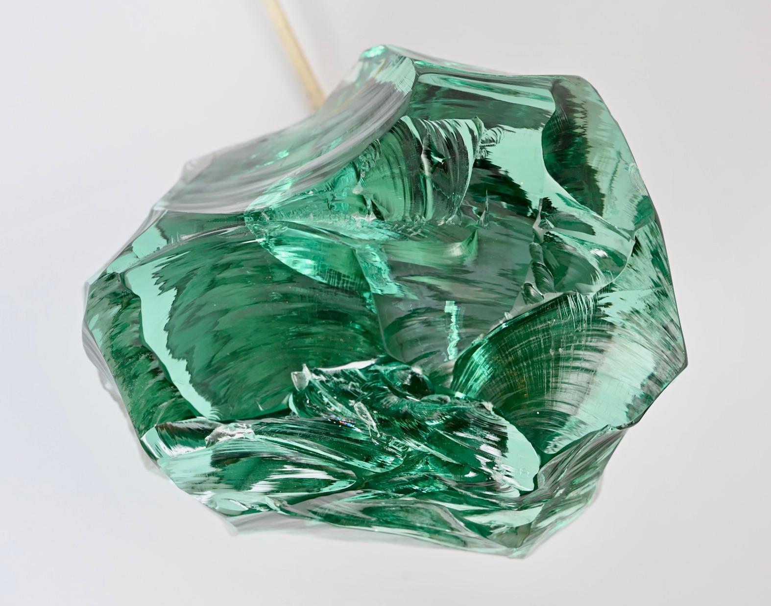 Laiton Lampe de table en cristal ciselé conçue par Max Ingrand pour Saint Gobain, France en vente