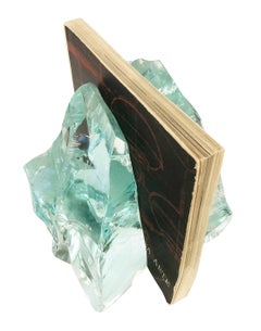Chiseled Glass Book Ends in the Manner of Fontana Arte
