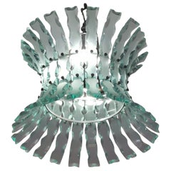 Chiseled Glass Chandelier by Zeroquattro for Fontana Arte, 1960s