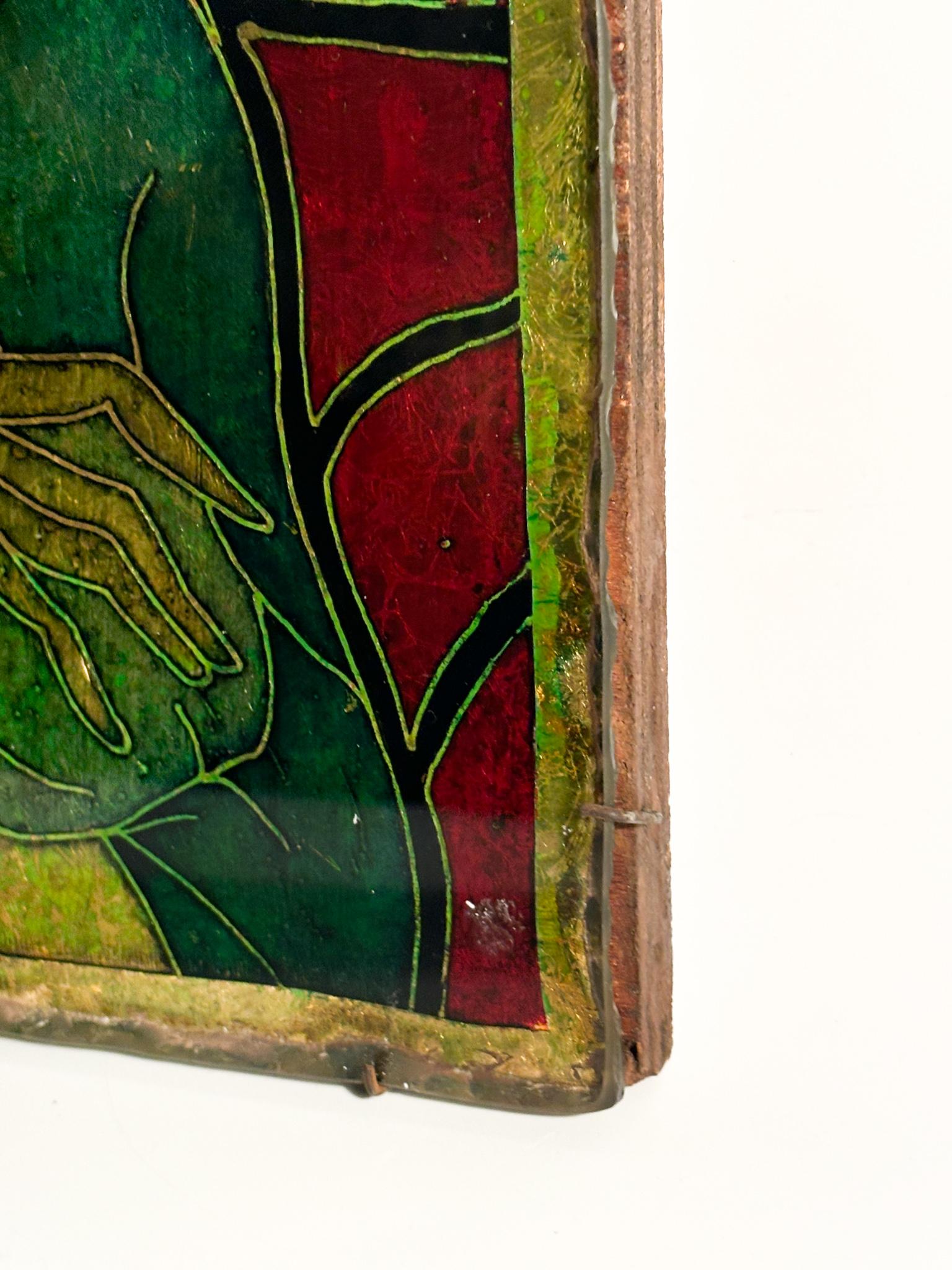 Chiseled Glass Plate Depicting a Maternity by Erwin Walter Burger from the 1960s For Sale 5