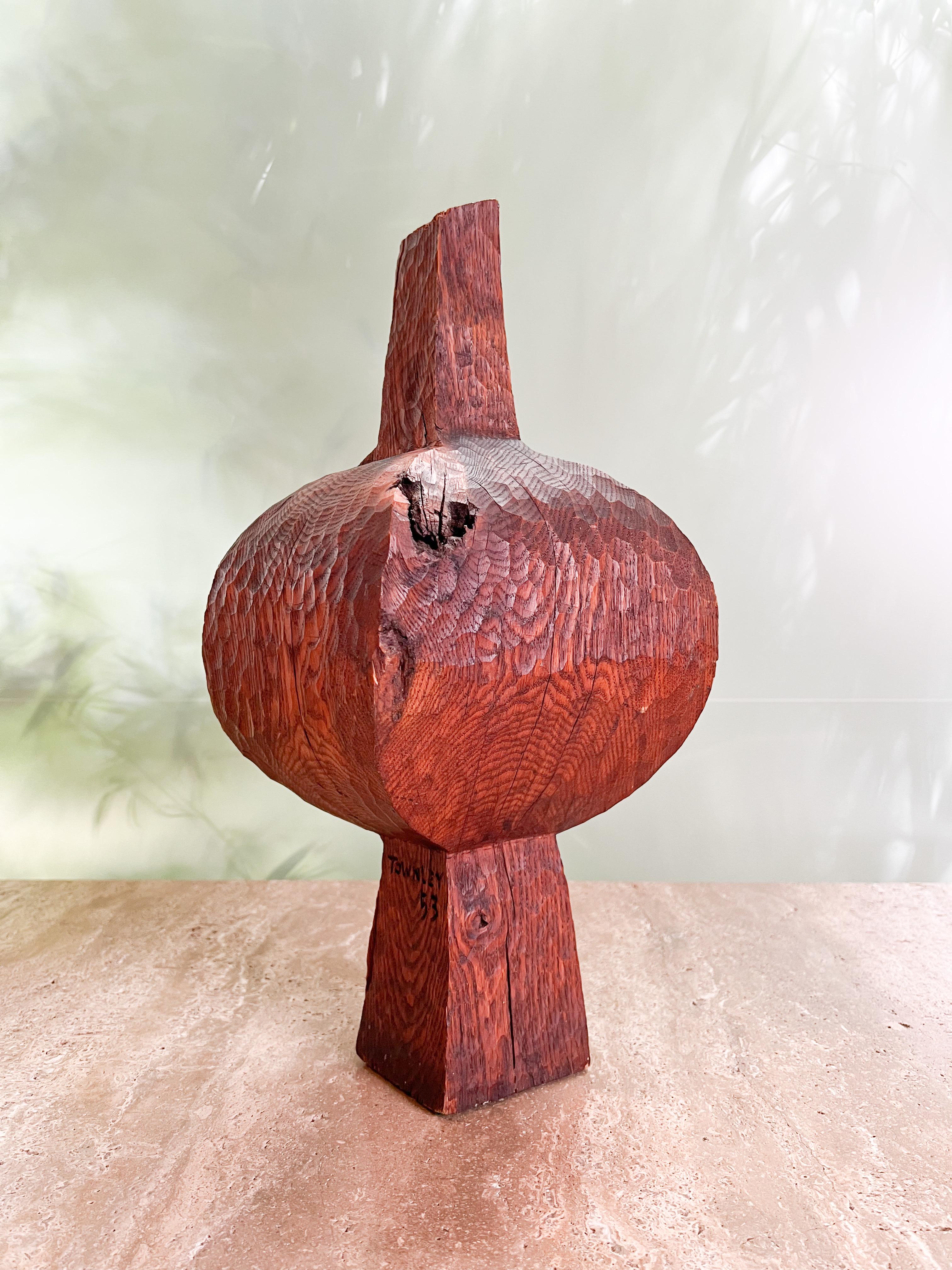 Mid-20th Century Chiseled Oak Sculpture by Hugh Townley For Sale