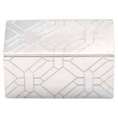 Silver chiseled Rectangular Case, Hommage Collection, Braiding Pattern