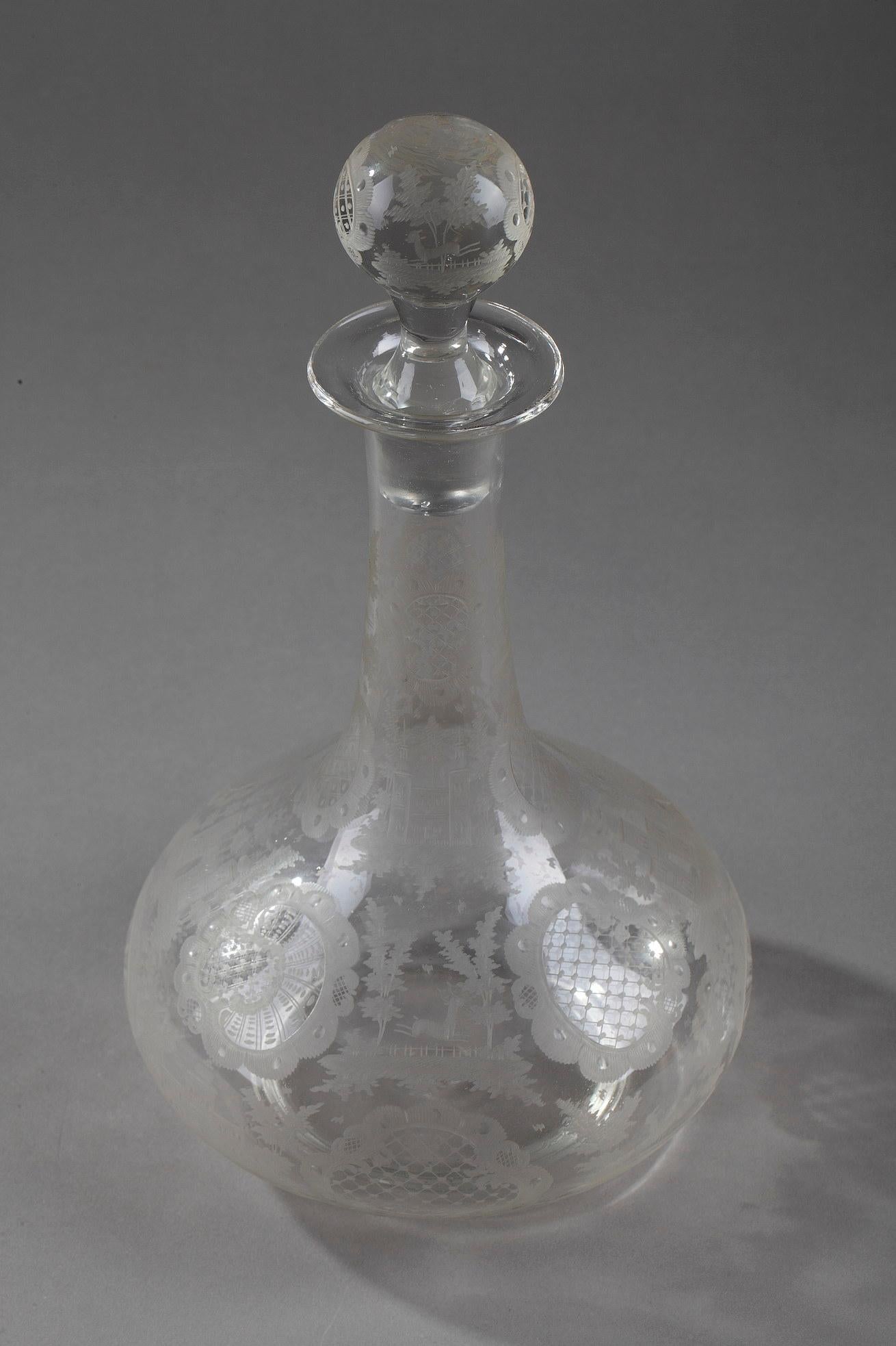 French Chiseled Rococo Carafe in the Bohemian Way