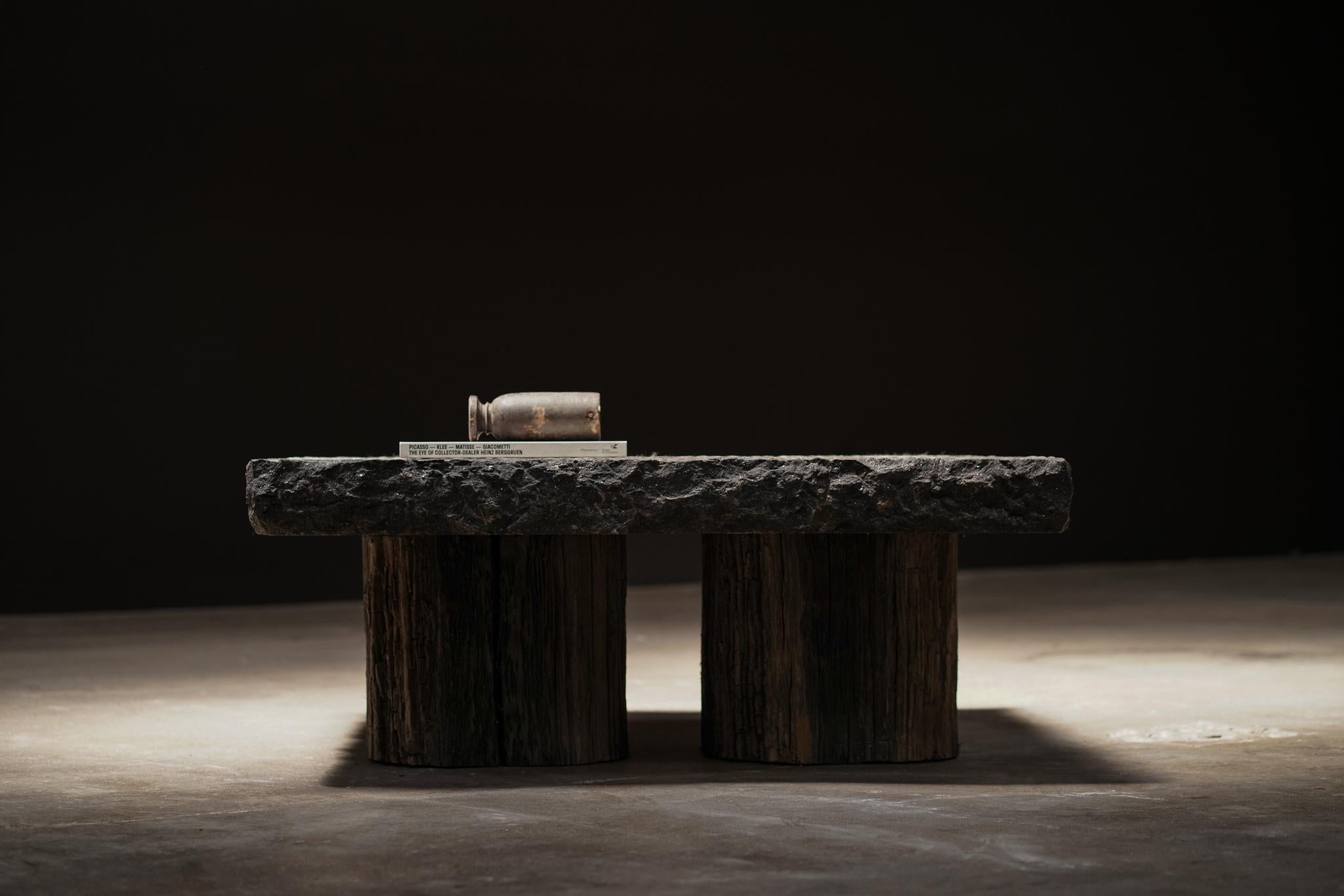 Chiseled Stone Coffee Table In Good Condition For Sale In Los Angeles, CA
