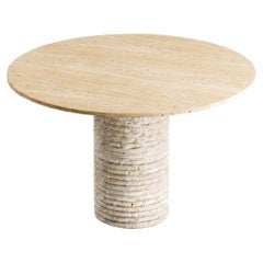 Chiseled Travertine Stone Dining Table - Hand Carved Travertine Table