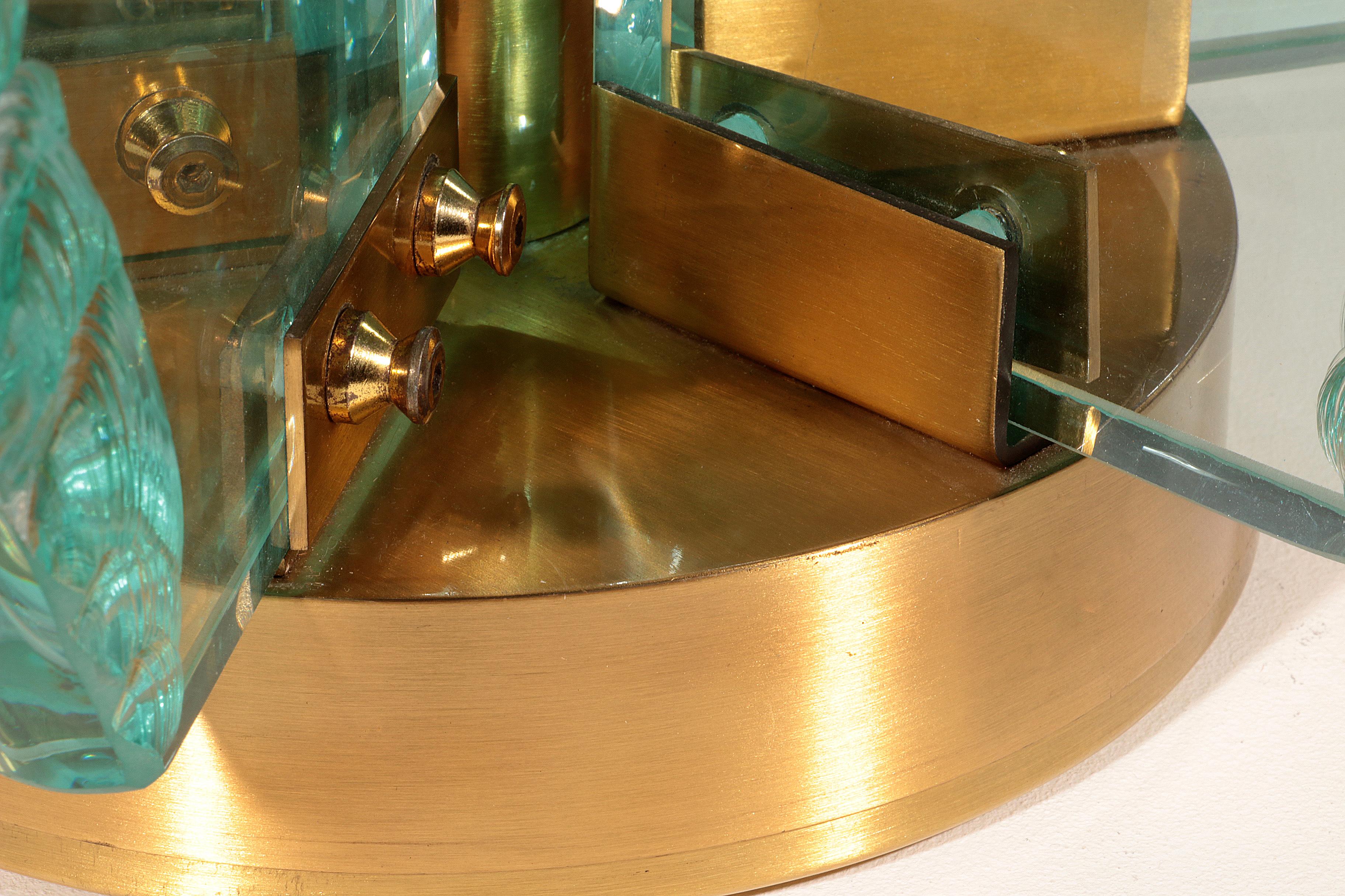 Chiselled Glass Table Lamp in Brass by Gino Paroldo for Dinodei, 1960s For Sale 4
