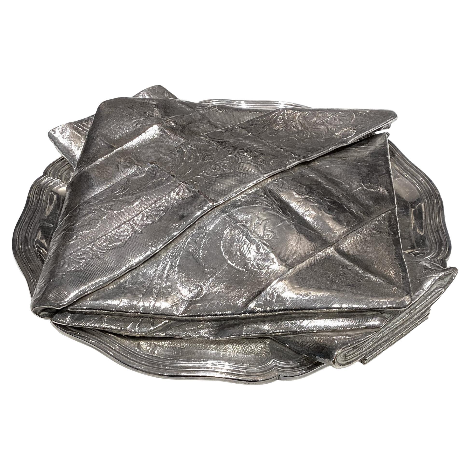 Chistofle "trompe l'oeil" chestnuts dish, Silver plated, 19th century For Sale