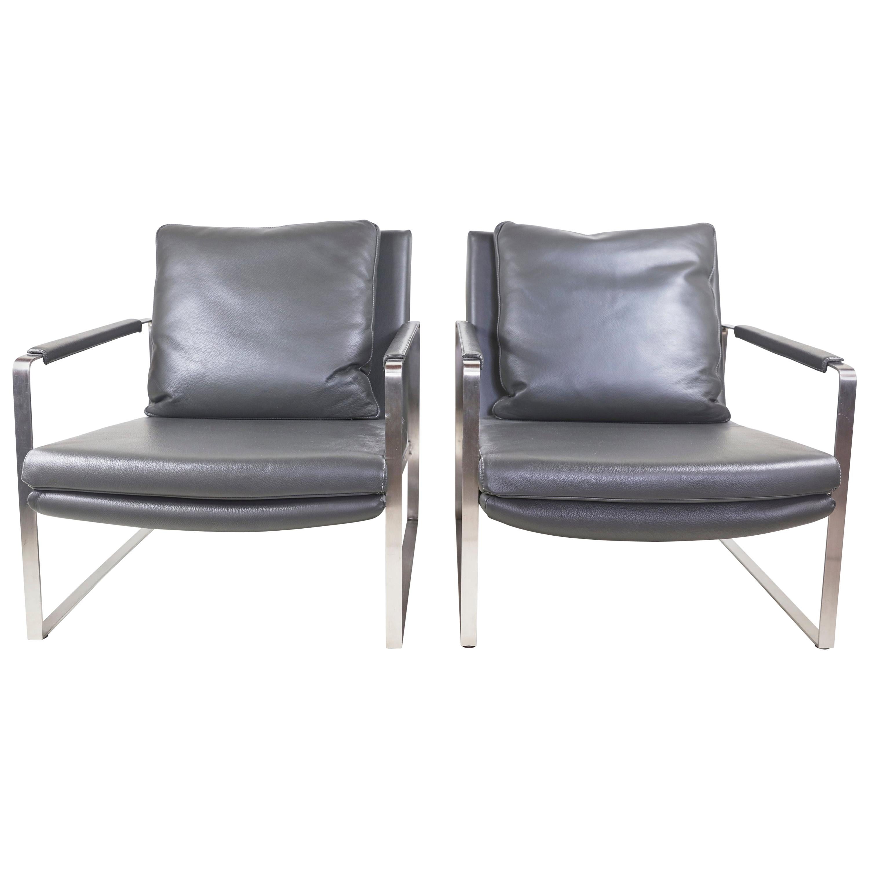Chita Set of 2 Gray Leather Armchairs