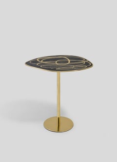 Modern Brass Side Table with Semi Precious Stone, Chita, Viya by Vikram Goyal