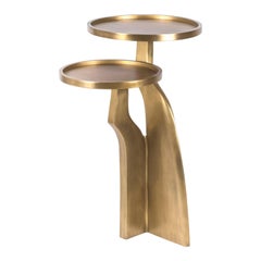 "Chital" 2-Top Side Table in Bronze-Patina Brass by Kifu, Paris