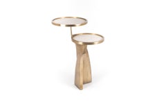 "Chital" 2-Top Side Table in Cream Shagreen & Bronze-Patina Brass by Kifu Paris