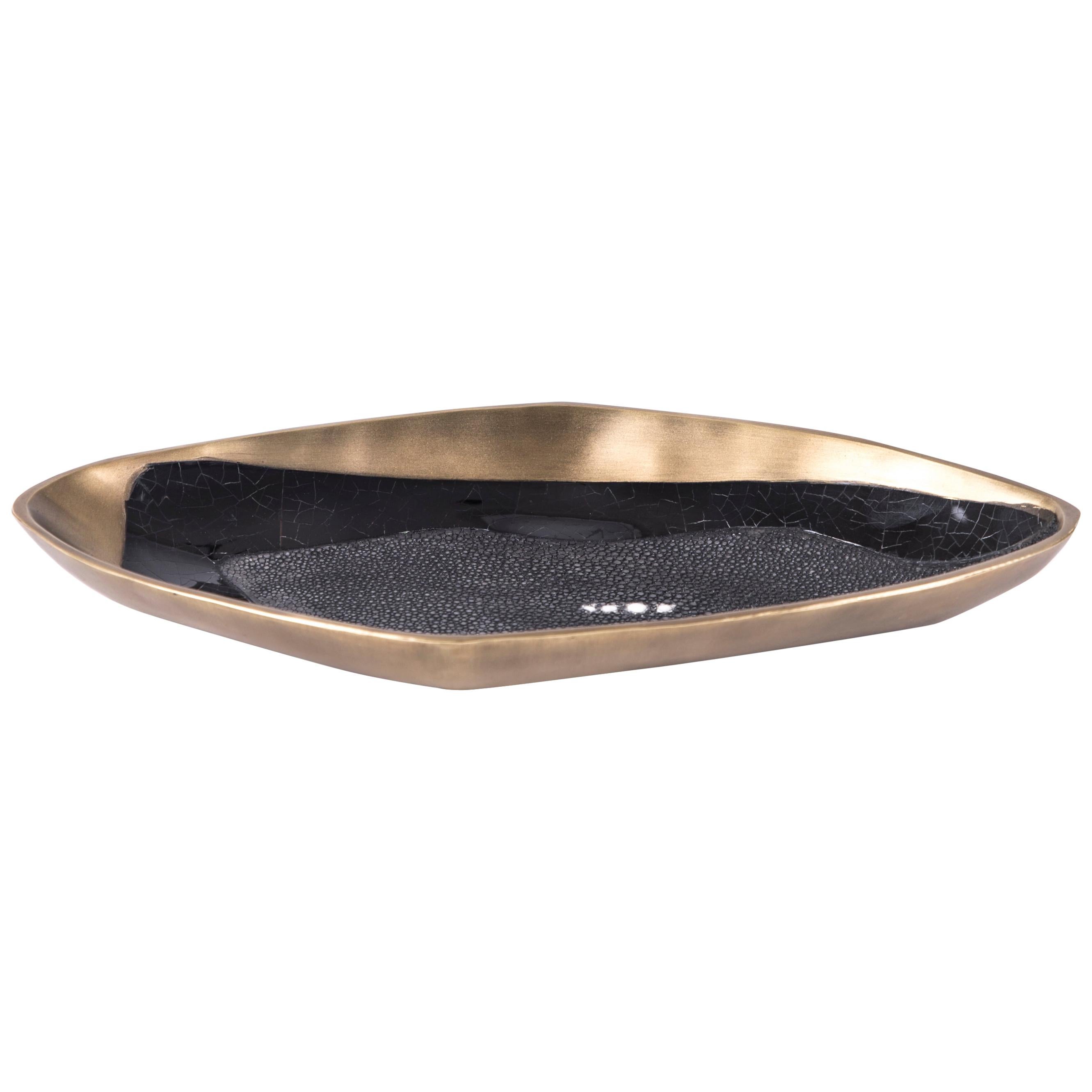 Chital Bowl Medium in Shagreen, Shell & Bronze-Patina Brass by Kifu Paris