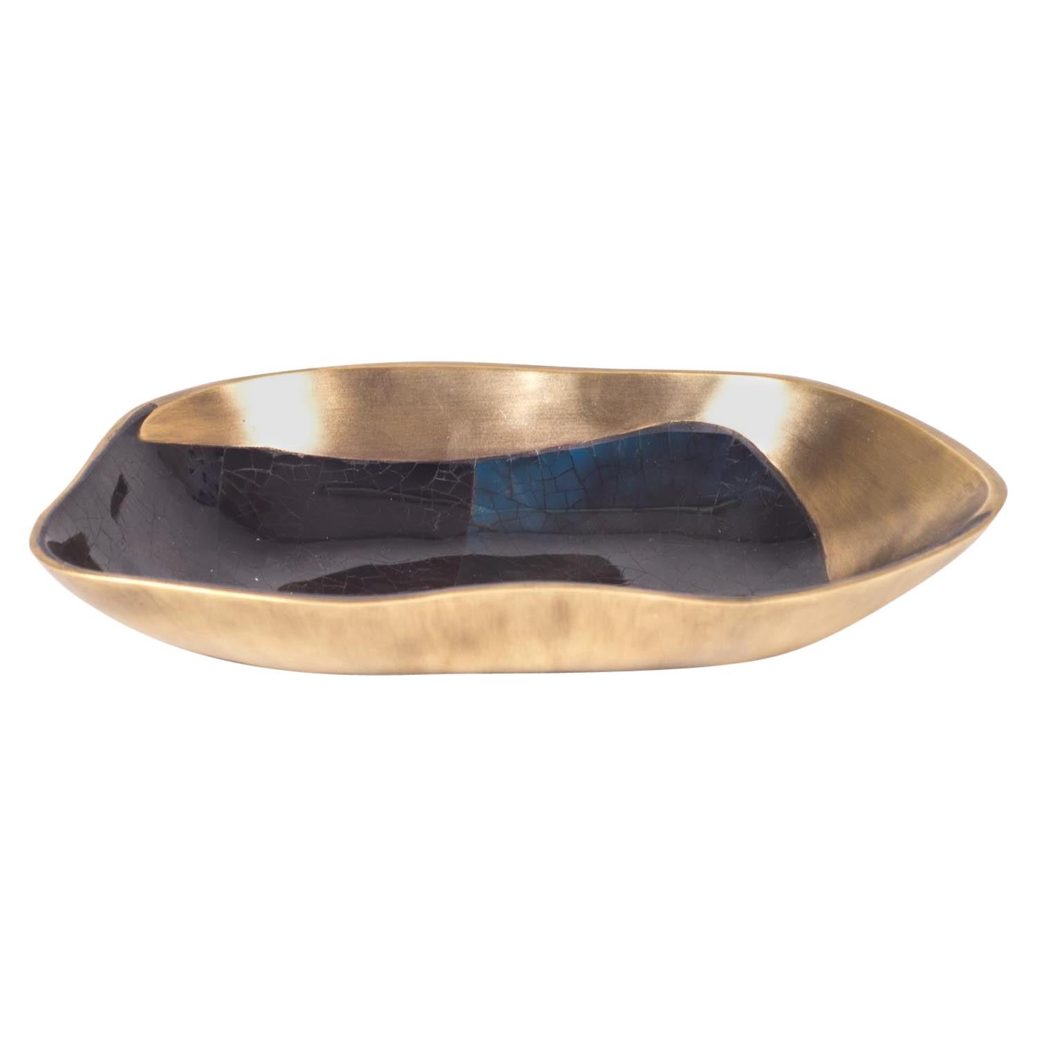 Chital Bowl Small in Blue Shell and Bronze-Patina Brass by Kifu Paris For Sale
