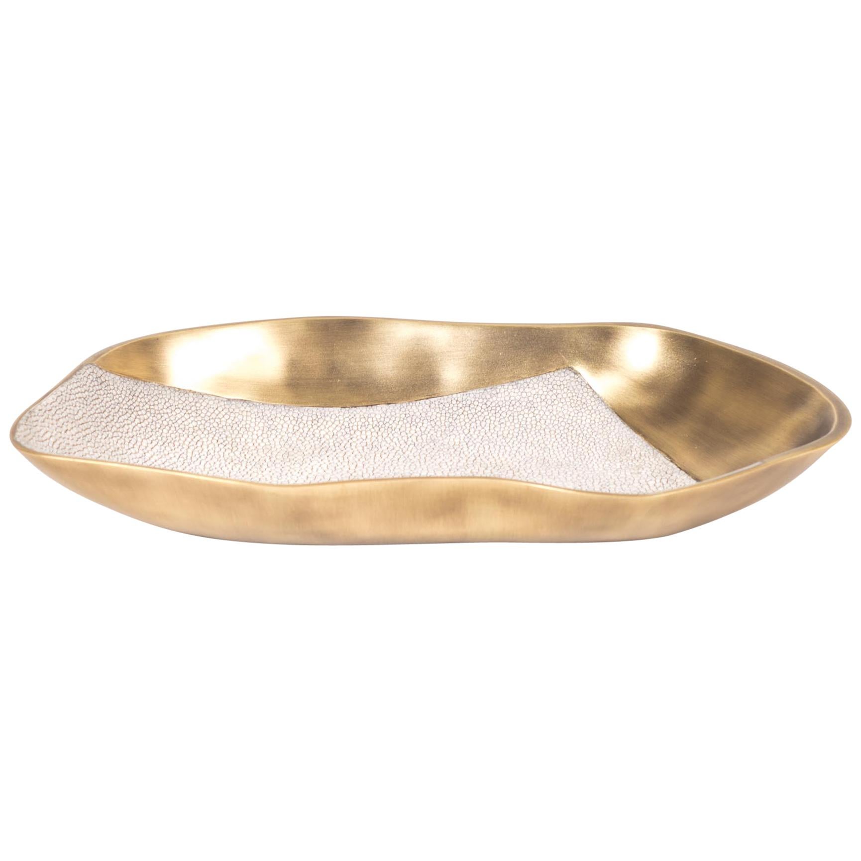Chital Bowl Small in Cream Shagreen & Bronze-Patina Brass by Kifu Paris