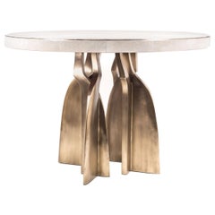 "Chital" Breakfast Table in Cream Shagreen and Bronze-Patina Brass by Kifu Paris