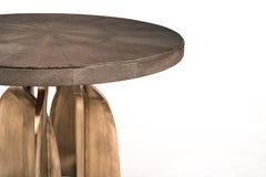 "Chital" Breakfast Table in Mink Shagreen and Bronze-Patina Brass by Kifu, Paris