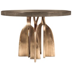 "Chital" Breakfast Table in Mink Shagreen and Bronze-Patina Brass by Kifu, Paris