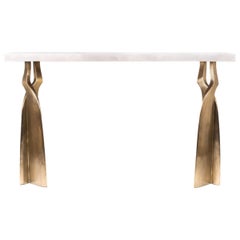"Chital" Console Table in Purple Shagreen and Bronze-Patina Brass by Kifu Paris
