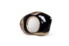 Chital Mirror in Black Pen Shell and Bronze-Patina Brass by Kifu, Paris