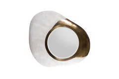 Chital Mirror in Cream Shagreen and Bronze-Patina Brass by Kifu Paris