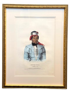 "Chittee Yoholo: A Seminole Chief" Hand-colored Lithograph by McKenney and Hall