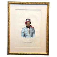 "Chittee Yoholo: A Seminole Chief" Hand-colored Lithograph by McKenney and Hall