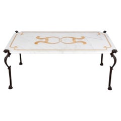 Chiurazzi Foundry Cast Bronze Lion Head And Inlaid Marble Coffee Table, Naples