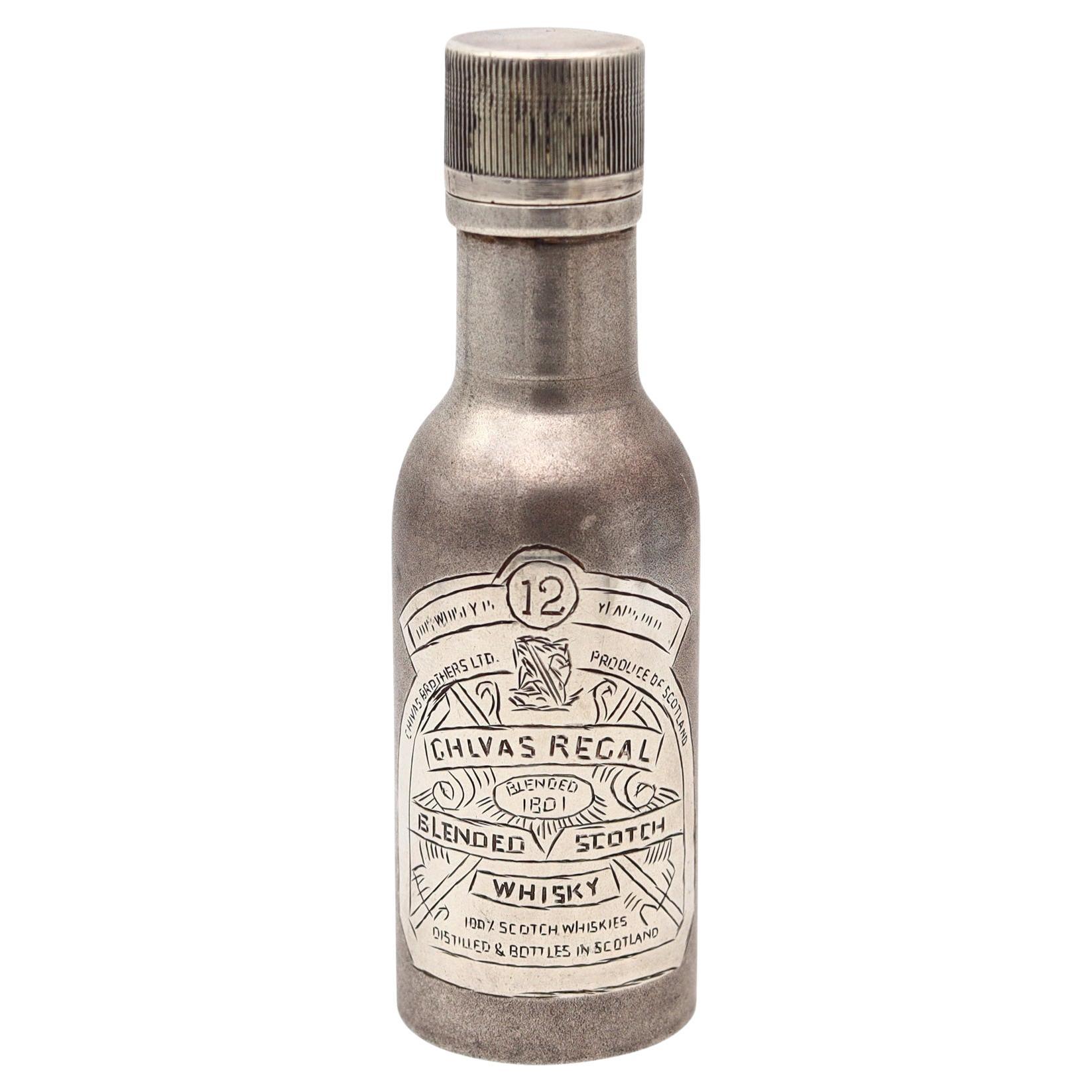 CHIVAS REGAL 1970 Vintage Liquor Whisky Bottle In .925 Sterling Silver