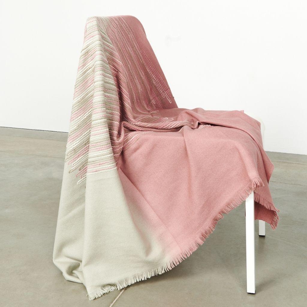 Contemporary Chive Handloom Throw / Blanket Ombre Dyed in Merino For Sale