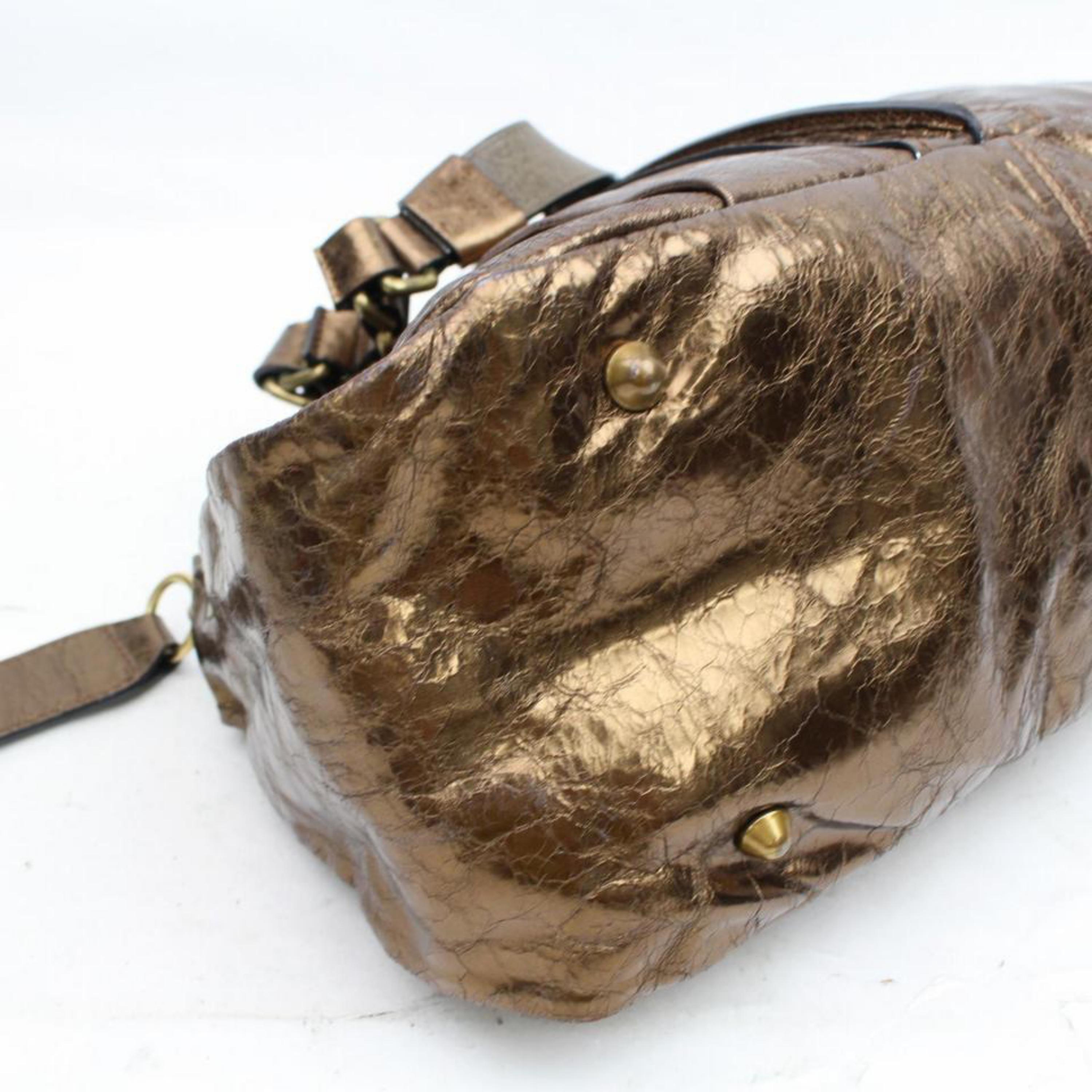 Chloé (1 Of 30) Metallic Bronze Heloise 868306 Brown Leather Shoulder Bag For Sale 6