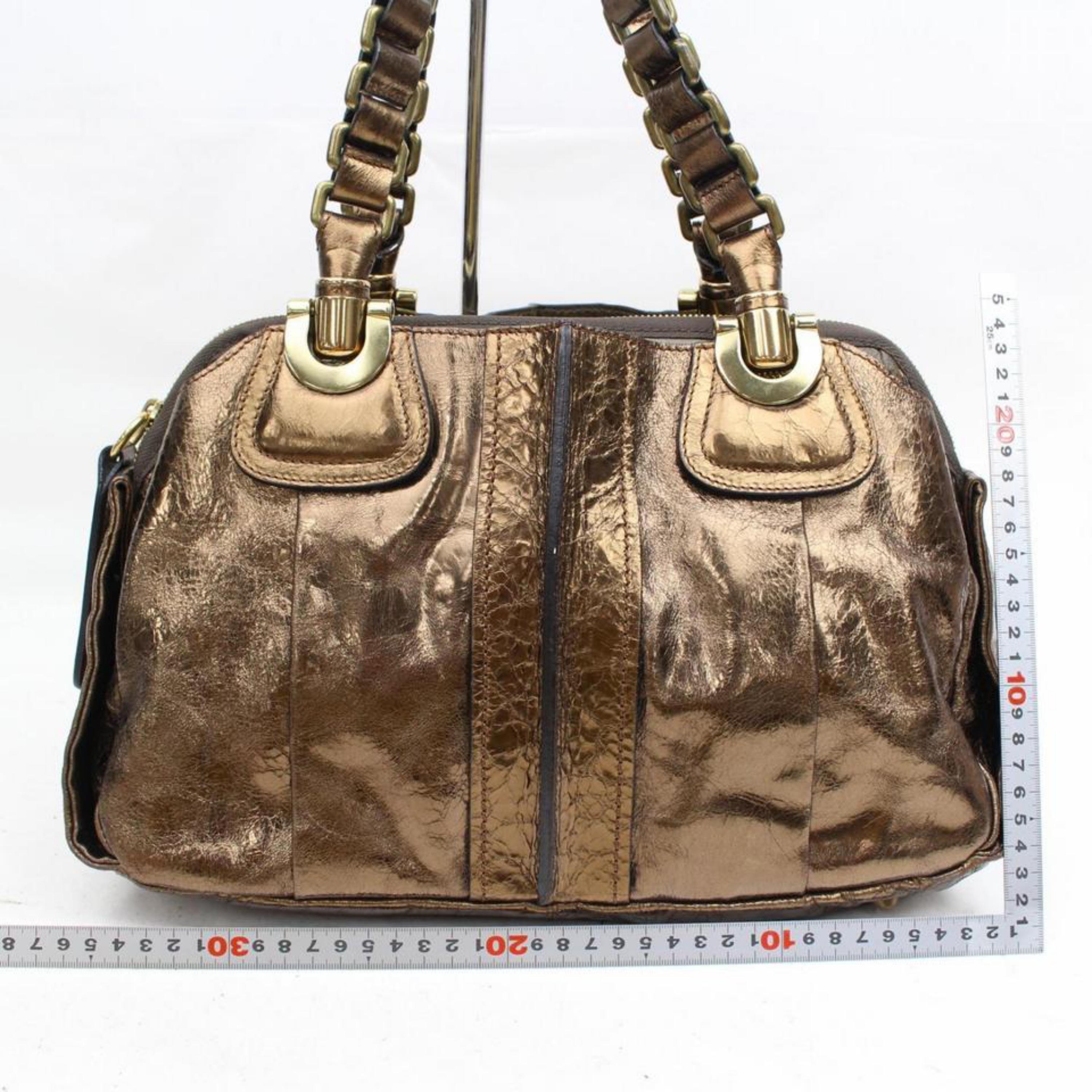 Women's Chloé (1 Of 30) Metallic Bronze Heloise 868306 Brown Leather Shoulder Bag For Sale