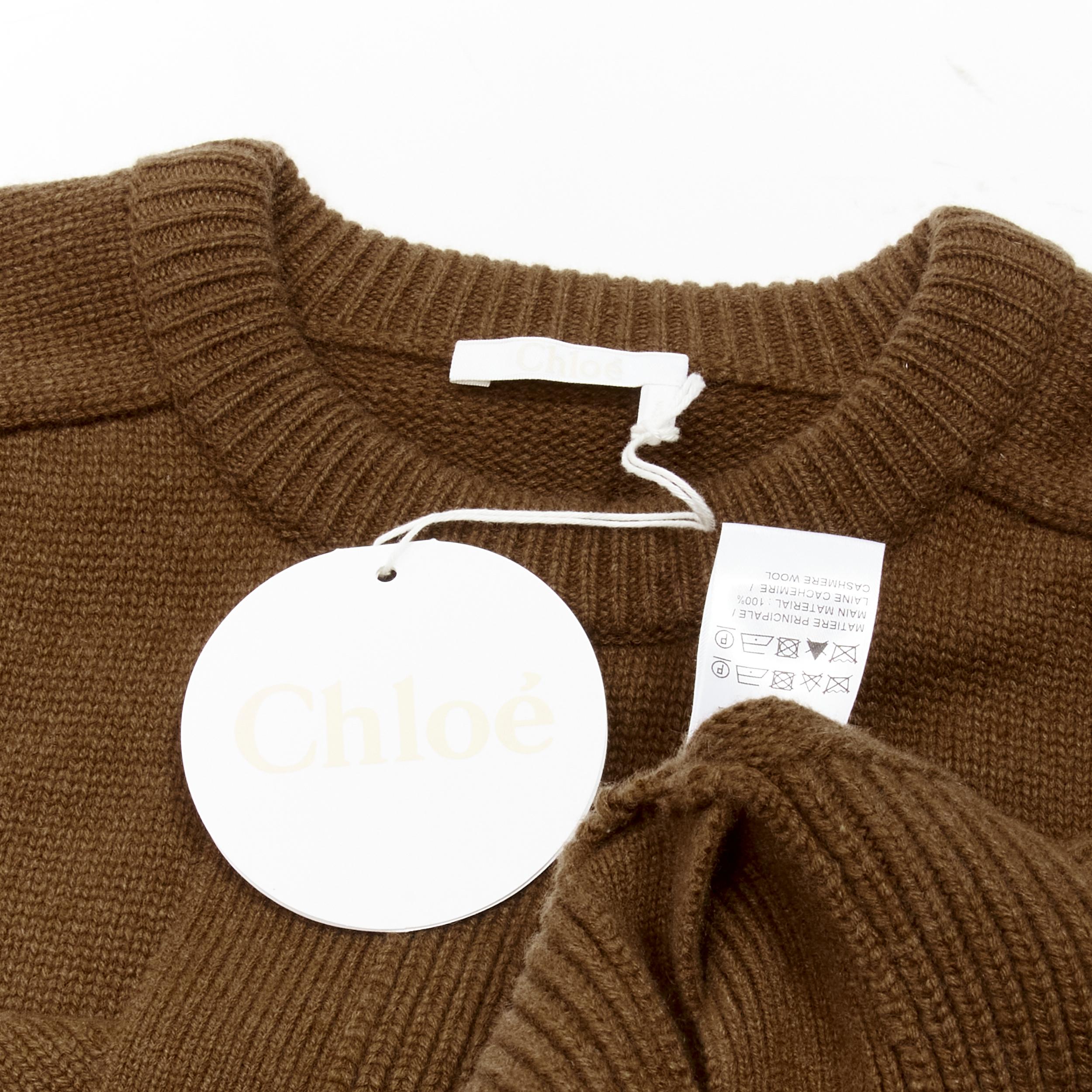 CHLOE Pull court à manches bouffantes en 100% cachemire S en vente 4