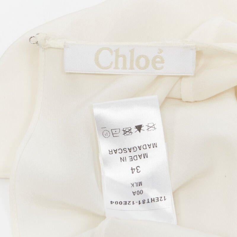 CHLOE 100% seda blanco leche espalda abierta abierta top manga corta FR34 XS en venta 6