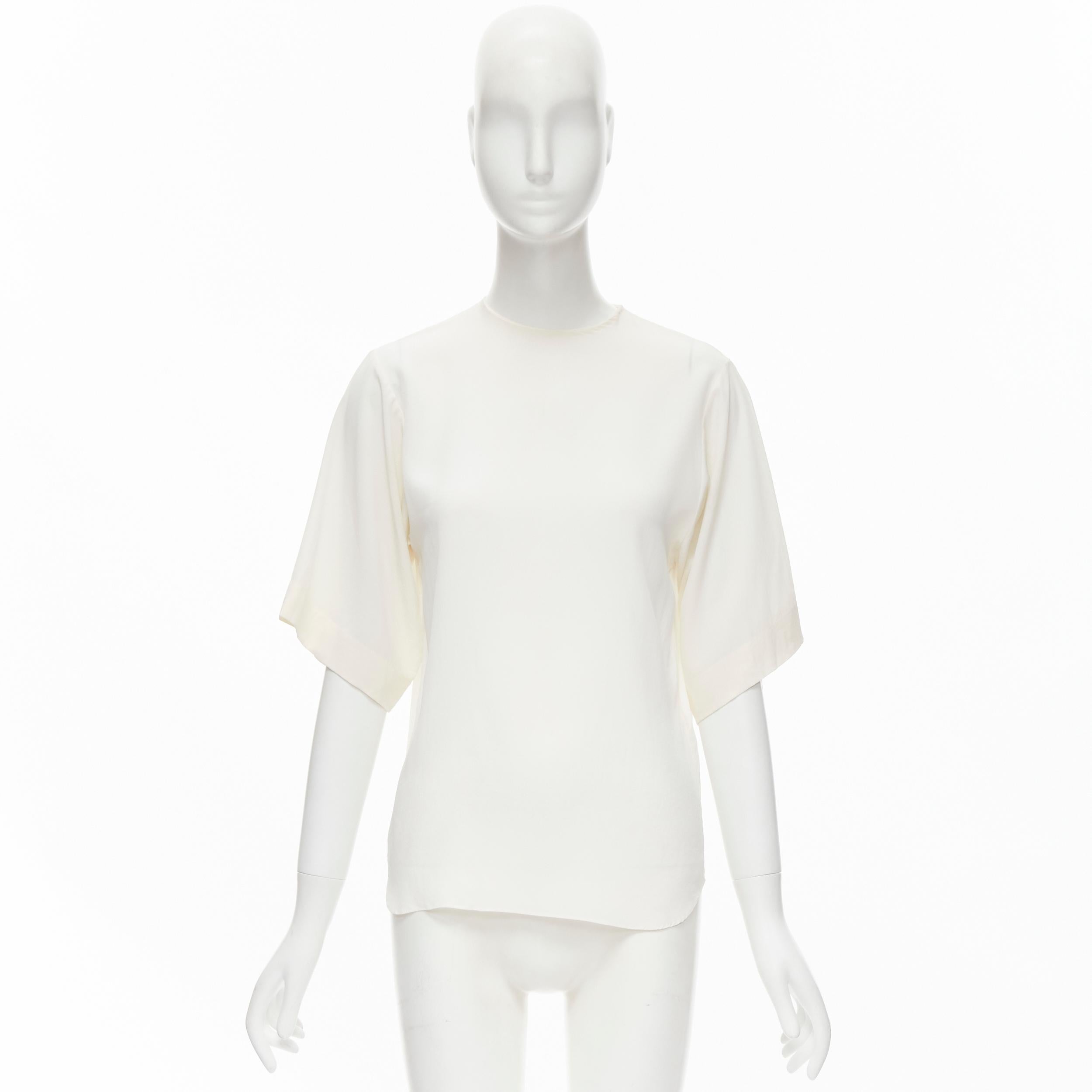 CHLOE 100% silk milk white split open back short sleeve top FR34 XS For Sale 4