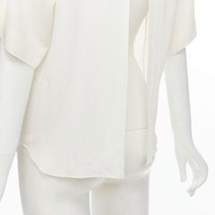 CHLOE 100% silk milk white split open back short sleeve top FR34 XS