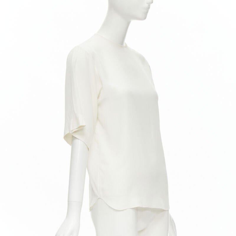 CHLOE 100% seda blanco leche espalda abierta abierta top manga corta FR34 XS Gris en venta