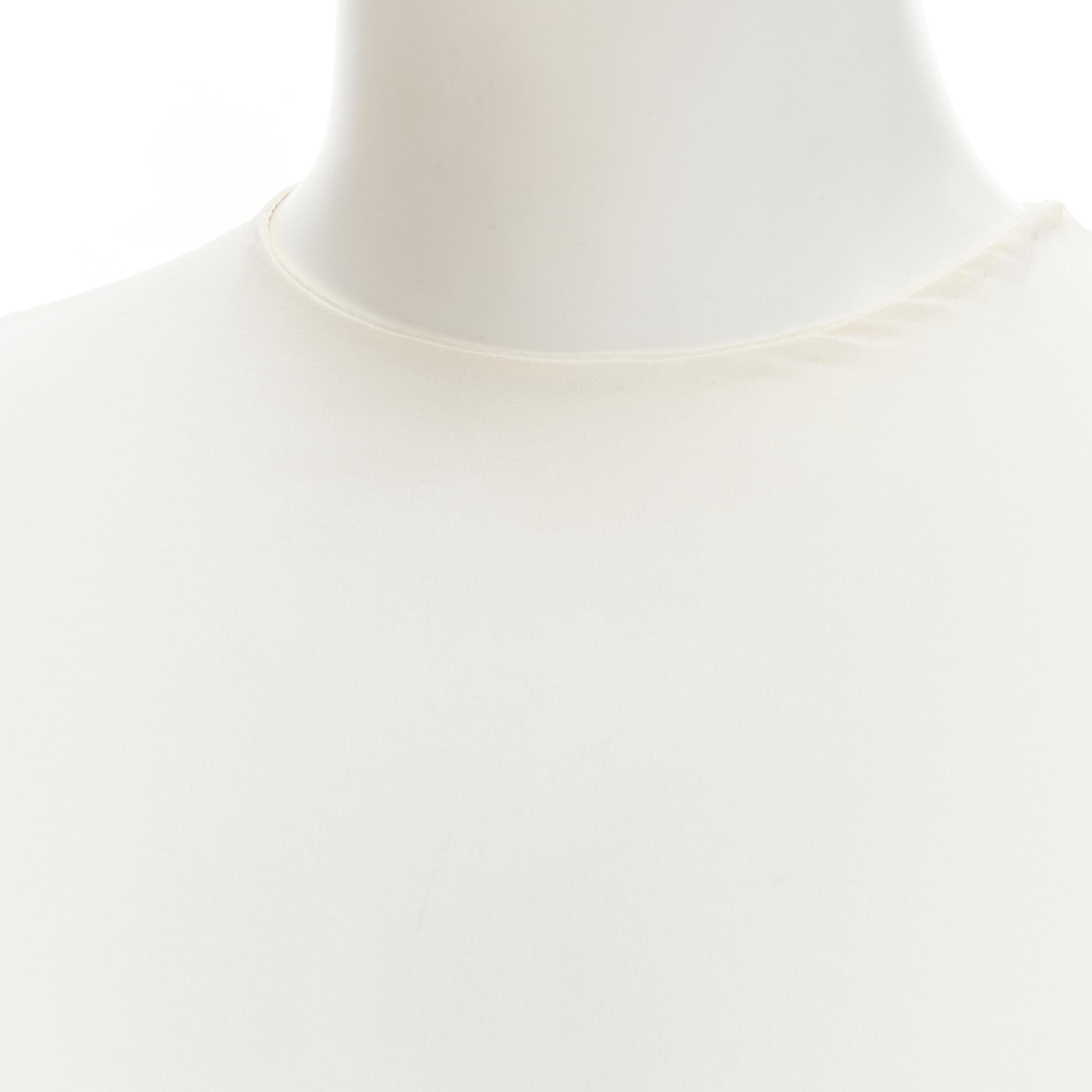 CHLOE 100% silk milk white split open back short sleeve top FR34 XS In Good Condition For Sale In Hong Kong, NT