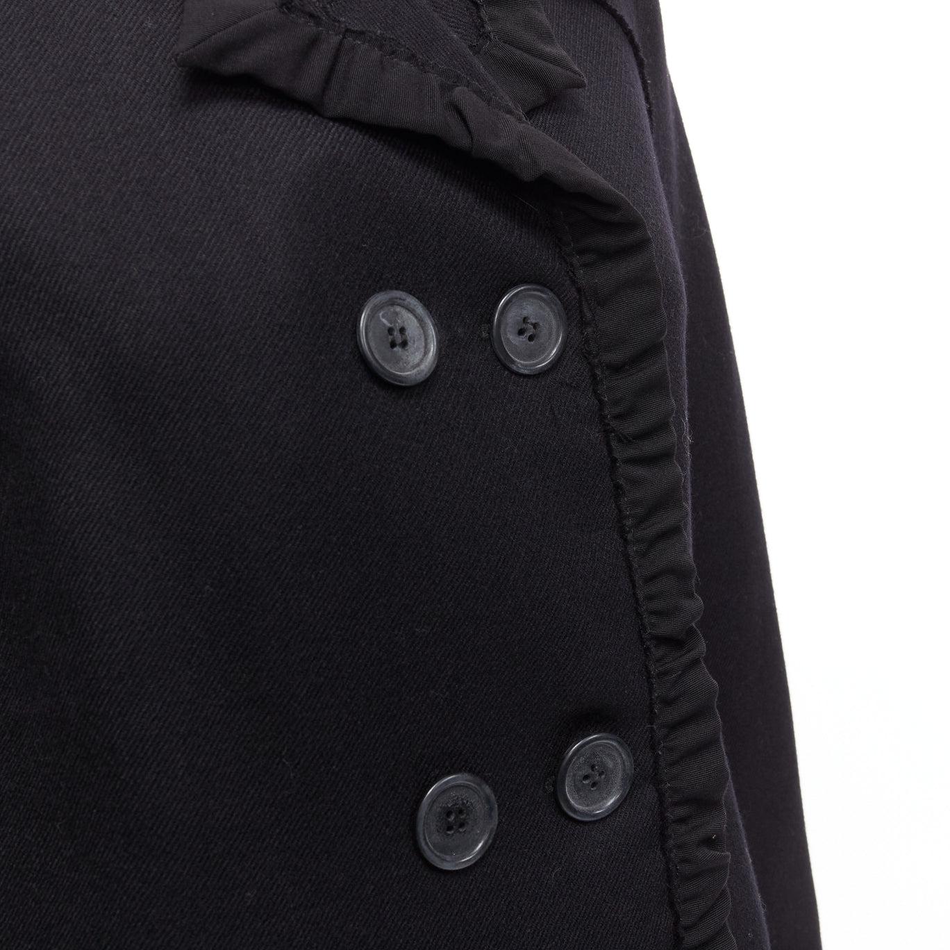 CHLOE 100% laine noire froncée, col plissé, veste cropped FR36 S en vente 4