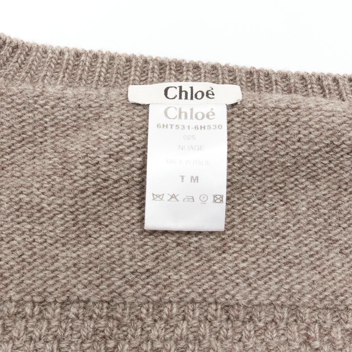 CHLOE 100% wool brown zip front 4 pocket cropped cardigan jacket FR38 M 6