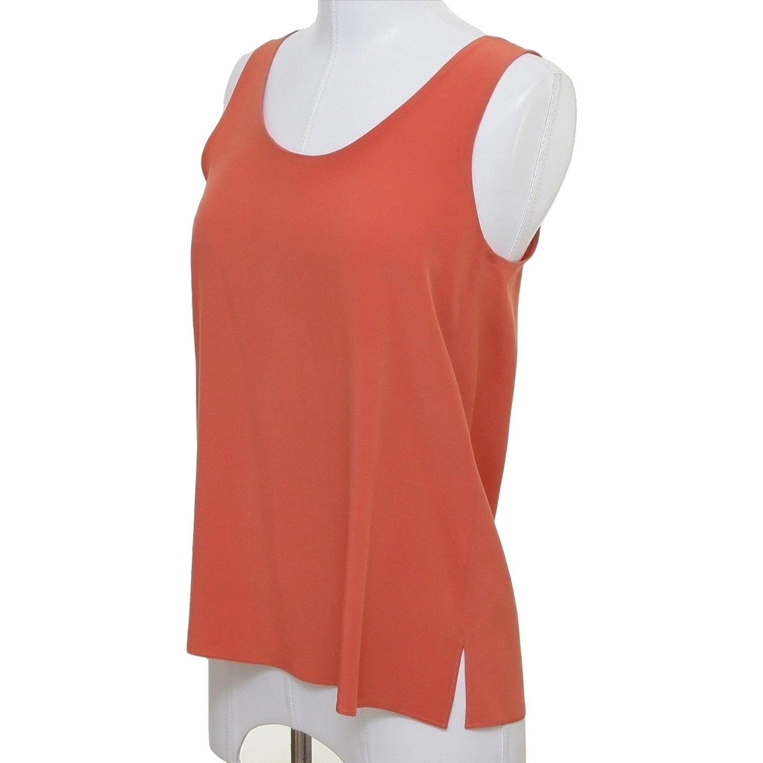Chloe Orange Silk Sleeveless Blouse Top Dress Shirt 34 12S In Excellent Condition For Sale In Hollywood, FL