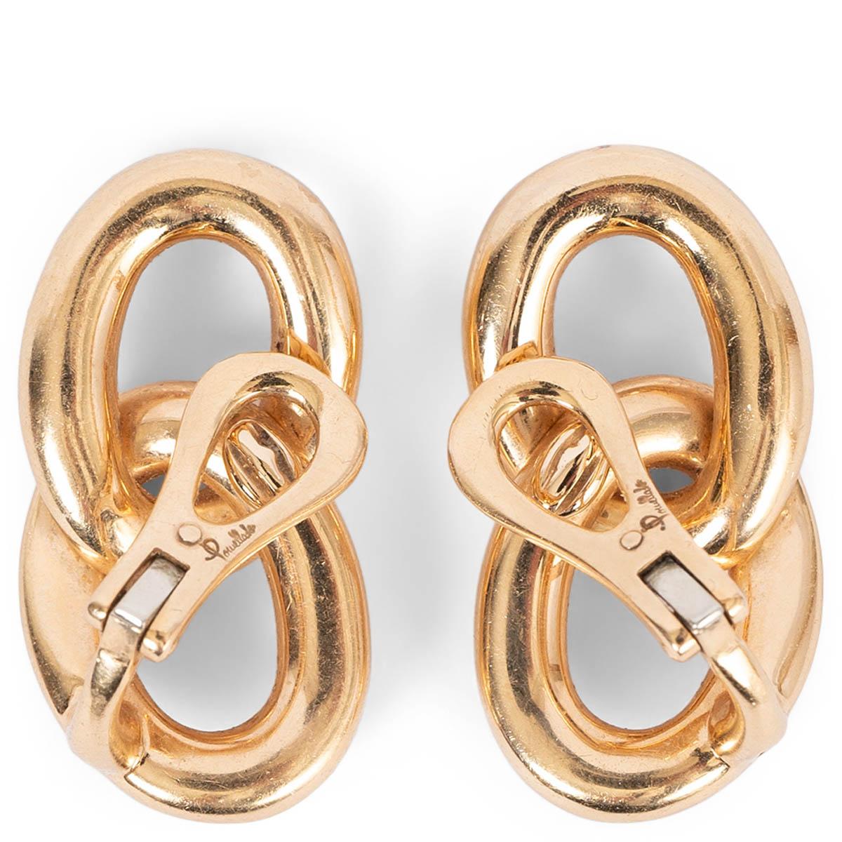 100% authentic Pomellato Catene clip-on earrings in 18k rose gold. Inspired by the signature Catene chain, the earrings feature two intertwining links. Have been worn and are in excellent condition. Come with original box and receipt.